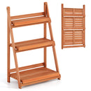 3-Tier Foldable Plant Stand with Slatted Shelves