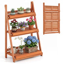 3-Tier Foldable Plant Stand with Slatted Shelves