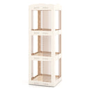 3-Tier Foldable Rotating Bookshelf with Swivel Base and Translucent Panels-White