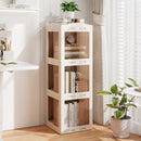 3-Tier Foldable Rotating Bookshelf with Swivel Base and Translucent Panels-White