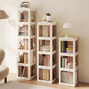 3-Tier Foldable Rotating Bookshelf with Swivel Base and Translucent Panels-White