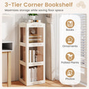 3-Tier Foldable Rotating Bookshelf with Swivel Base and Translucent Panels-White
