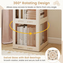 3-Tier Foldable Rotating Bookshelf with Swivel Base and Translucent Panels-White