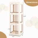 3-Tier Foldable Rotating Bookshelf with Swivel Base and Translucent Panels-White