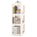 3-Tier Foldable Rotating Bookshelf with Swivel Base and Translucent Panels-White