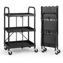 3-Tier Folding Utility Cart with Wheels - Heavy Duty