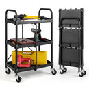 3-Tier Folding Utility Cart with Wheels - Heavy Duty