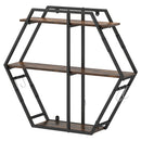 3-Tier Geometric Bookcase with S-Shaped Hooks for Living Room
