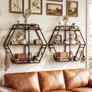 3-Tier Geometric Bookcase with S-Shaped Hooks for Living Room