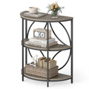3-Tier Half Round End Table with Study Metal Frame for Living Room
