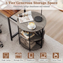 3-Tier Half Round End Table with Study Metal Frame for Living Room
