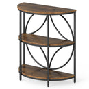 3-Tier Half Round End Table with Study Metal Frame for Living Room