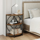 3-Tier Half Round End Table with Study Metal Frame for Living Room