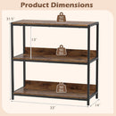 3-Tier Industrial Bookshelf with Wooden Shelves and Metal Frame