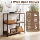 3-Tier Industrial Bookshelf with Wooden Shelves and Metal Frame