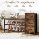3-Tier Shoe Bench with Removable Fabric Drawers