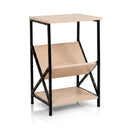 3-Tier Industrial Side Table with V-Shaped Bookshelf