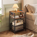 Industrial Side Table with USB-C & AC Outlets, 3-Tier