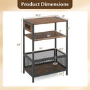 Industrial Side Table with USB-C & AC Outlets, 3-Tier