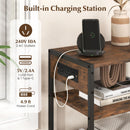 Industrial Side Table with USB-C & AC Outlets, 3-Tier