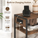 Industrial Side Table with Built-In Charging Station