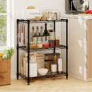 3-Tier Metal Storage Shelving Unit with V-Shaped Wire Rack and 450 LBS Capacity-Black