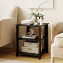 3-Tier Square Side Table with Open Storage Shelves