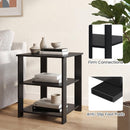 3-Tier Square Side Table with Open Storage Shelves