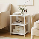 3-Tier Square Side Table with Open Storage Shelves