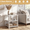 3-Tier Square Side Table with Open Storage Shelves