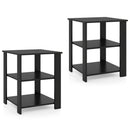 3-Tier Square Side Table with Open Storage Shelves Set of 2
