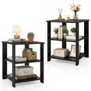 3-Tier Square Side Table with Open Storage Shelves Set of 2