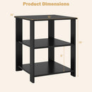 3-Tier Square Side Table with Open Storage Shelves Set of 2
