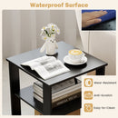 3-Tier Square Side Table with Open Storage Shelves Set of 2