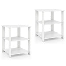 3-Tier Square Side Table with Open Storage Shelves Set of 2