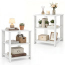 3-Tier Square Side Table with Open Storage Shelves Set of 2
