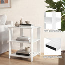 3-Tier Square Side Table with Open Storage Shelves Set of 2