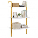 3-Tier Modern Wall Mounted Shelves Wooden Floating Shelving Unit Metal Ladder Bookshelf