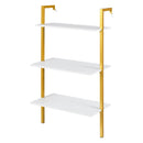 3-Tier Modern Wall Mounted Shelves Wooden Floating Shelving Unit Metal Ladder Bookshelf