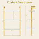 3-Tier Modern Wall Mounted Shelves Wooden Floating Shelving Unit Metal Ladder Bookshelf