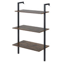 3-Tier Wall Mounted Ladder Bookshelf - Rustic Brown