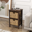 3/4-Tier Nightstand with 2 Seagrass Baskets Narrow X-Design-3