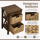 3/4-Tier Nightstand with 2 Seagrass Baskets Narrow X-Design-3