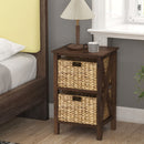 3/4-Tier Nightstand with 2 Seagrass Baskets Narrow X-Design-3