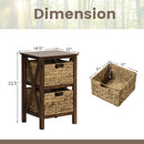 3/4-Tier Nightstand with 2 Seagrass Baskets Narrow X-Design-3