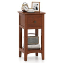 3-Tier Nightstand with Drawer and Open Storage Shelf