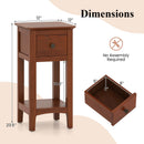 3-Tier Nightstand with Drawer and Open Storage Shelf