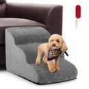 3-Tier Non-Slip Dog Steps with High-Density Sponge and Silicone Paw Prints-Gray