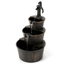 3-Tier Barrel Waterfall Fountain with Electric Pump