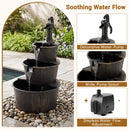 3-Tier Barrel Waterfall Fountain with Electric Pump